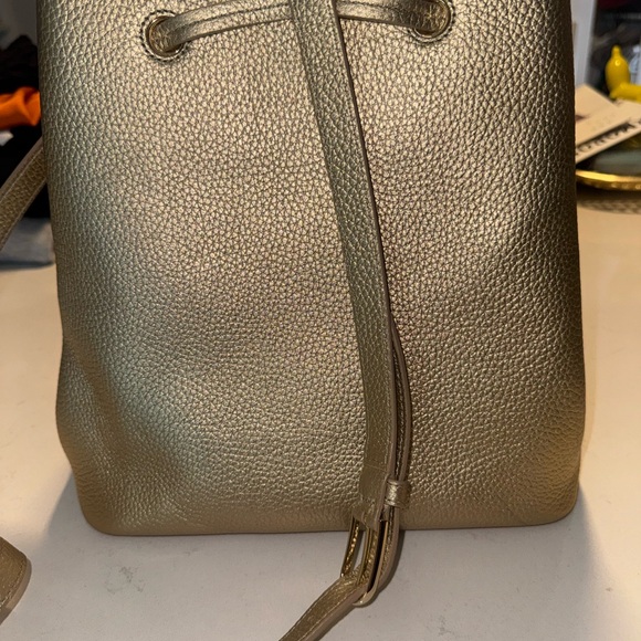 Gold Drawstring Leather Bag - Picture 2 of 4